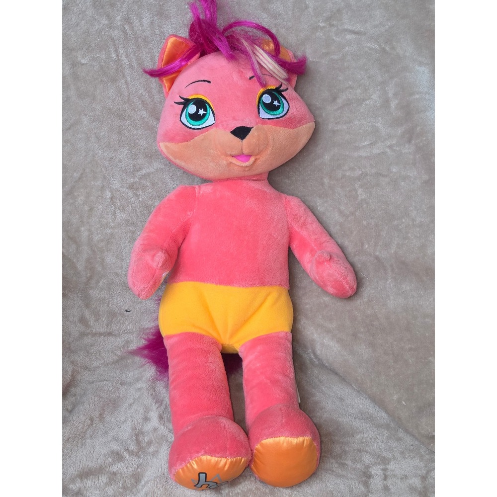 Build A-Bear Honey Girls Teegan Pink Cat Plush Stuffed Animal Star Eyes HG Logo